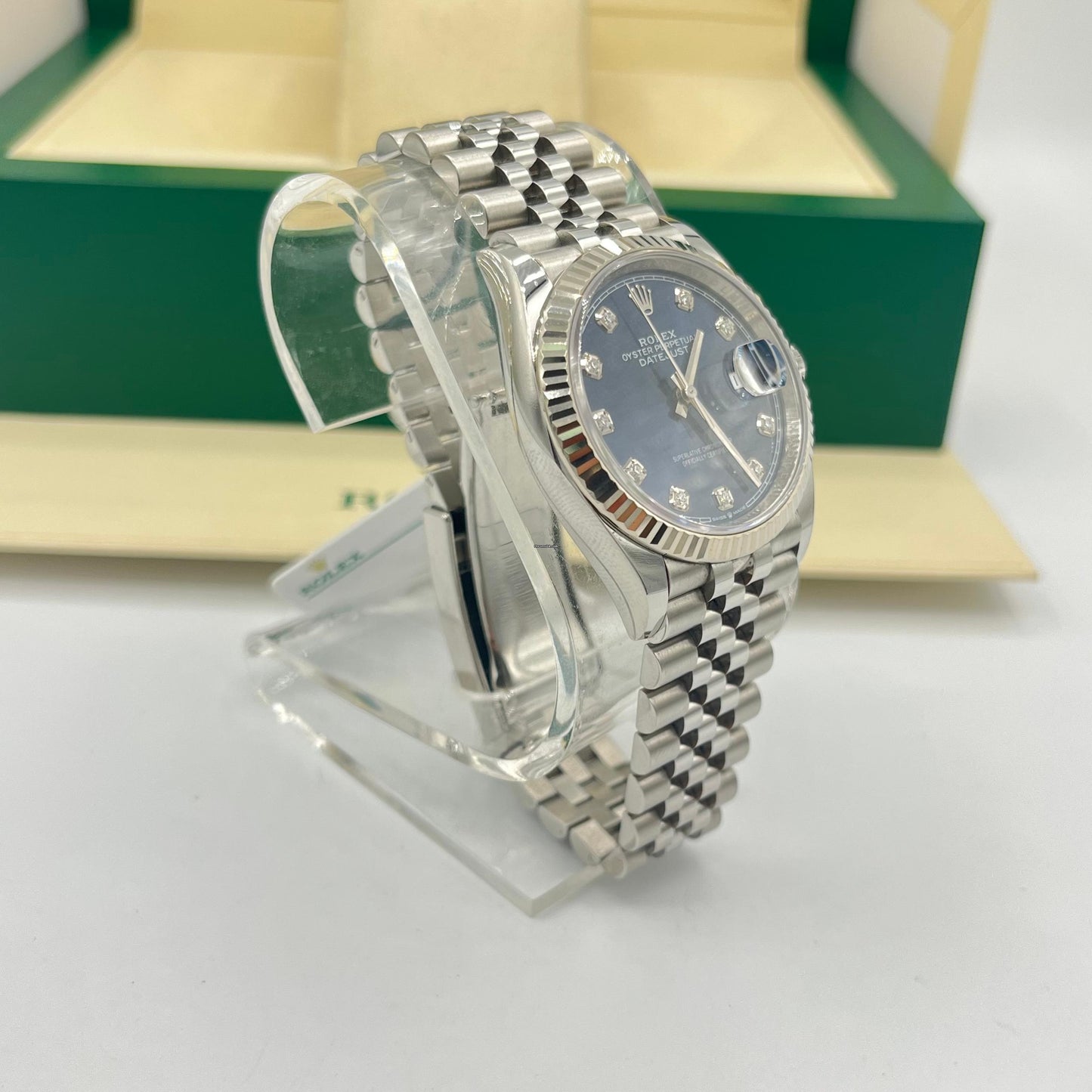 Rolex Datejust 126234 36mm White Diamond Dial And Fluted Bezel With Stainless Steel Oyster Bracelet