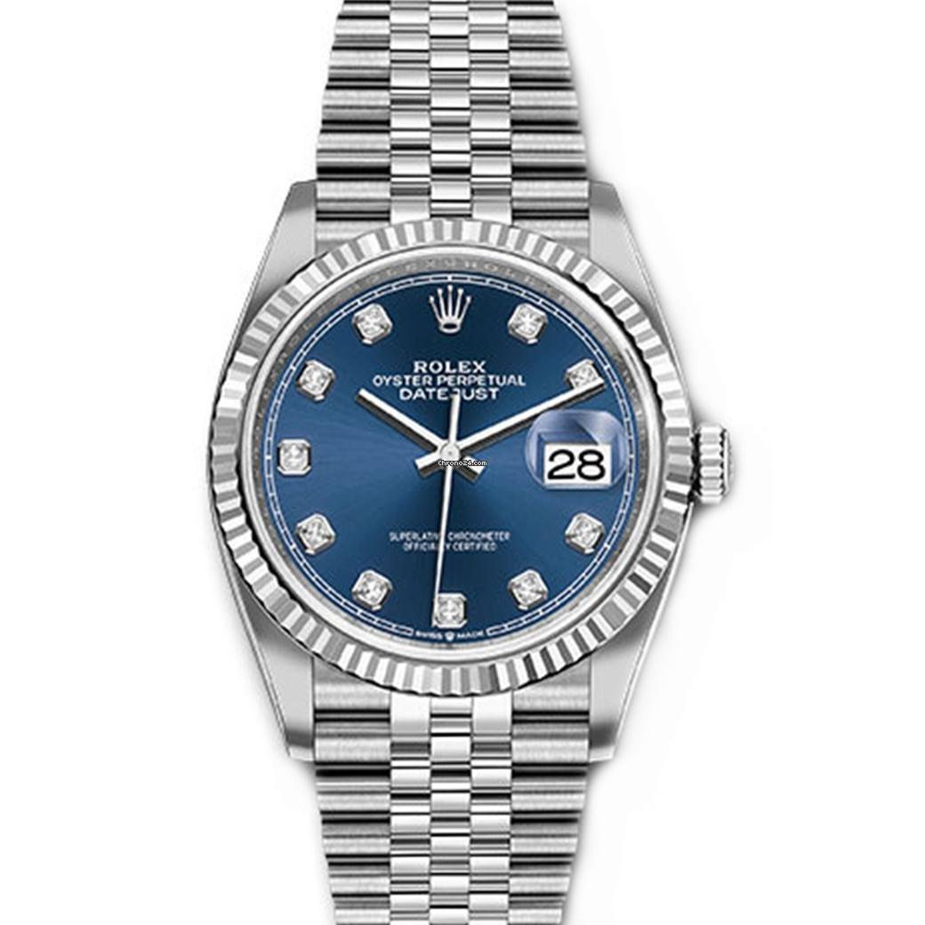 Rolex Datejust 126234 36mm White Diamond Dial And Fluted Bezel With Stainless Steel Oyster Bracelet