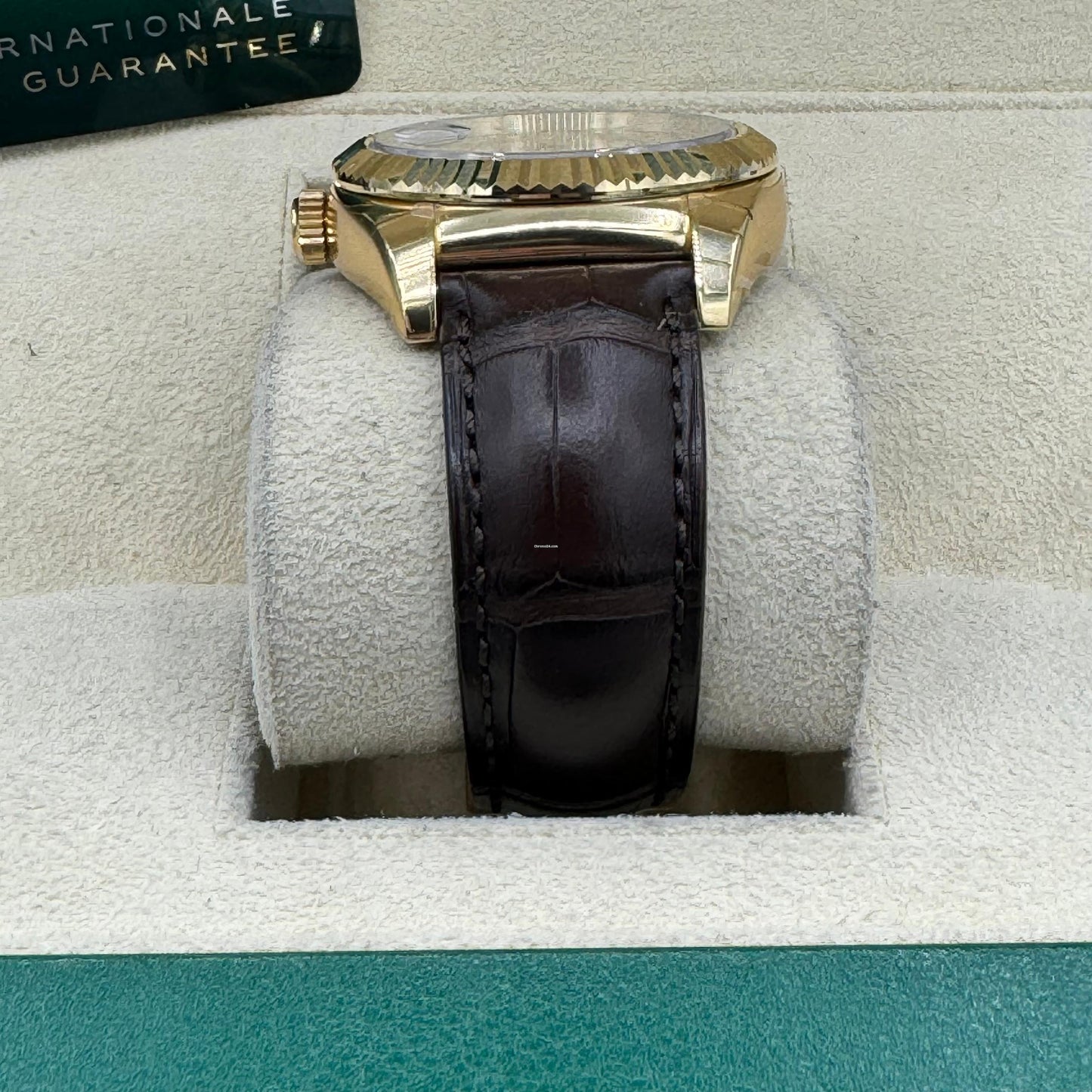 Rolex Yellow Gold Sky-Dweller Watch - Silver Sunray Roman Dial - Brown Leather Strap - 326138 s