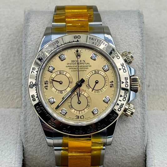 Rolex Yellow Rolesor Cosmograph Daytona 40 Watch - Champagne Diamond Dial - 116503 chd