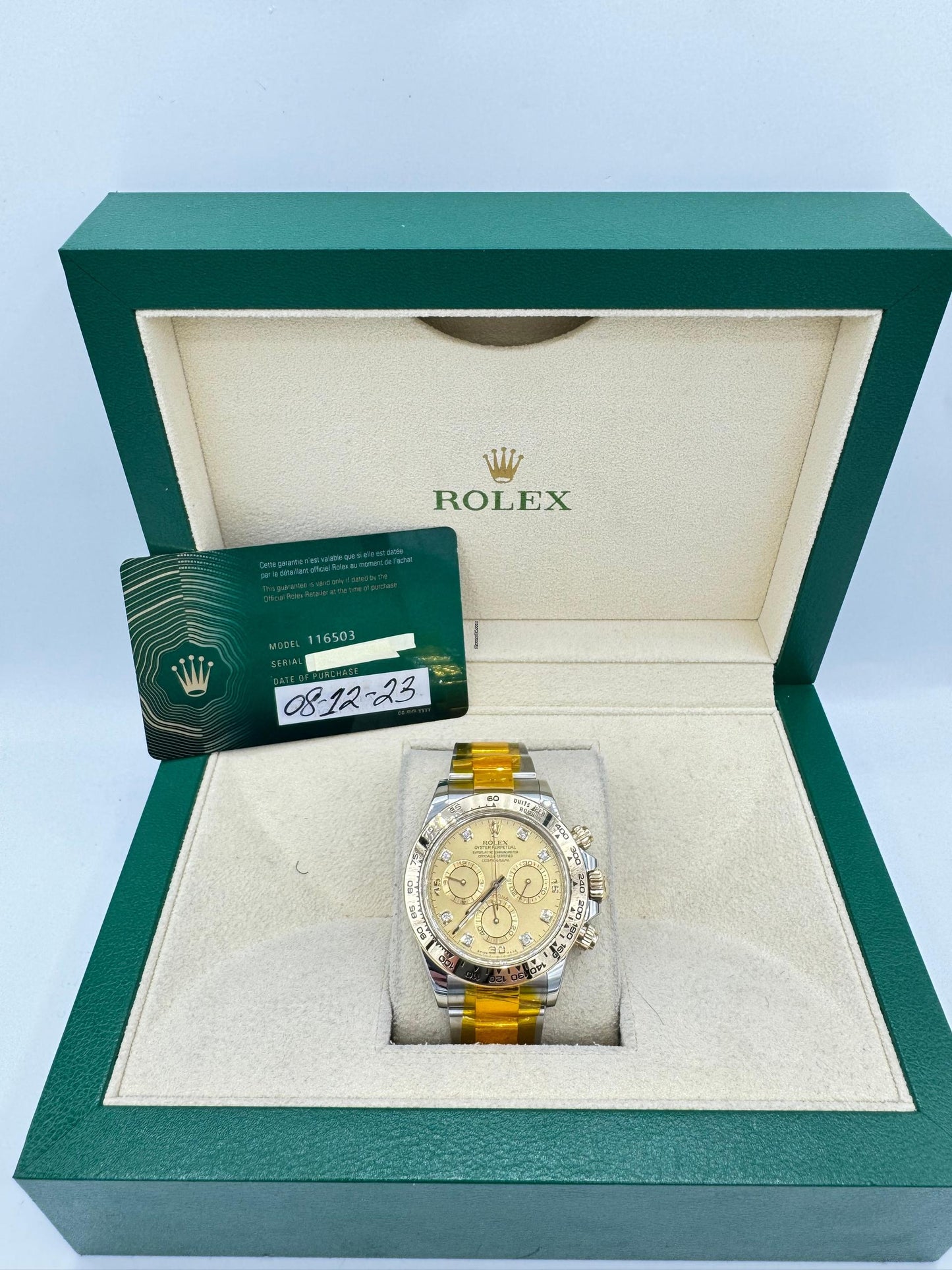 Rolex Yellow Rolesor Cosmograph Daytona 40 Watch - Champagne Diamond Dial - 116503 chd