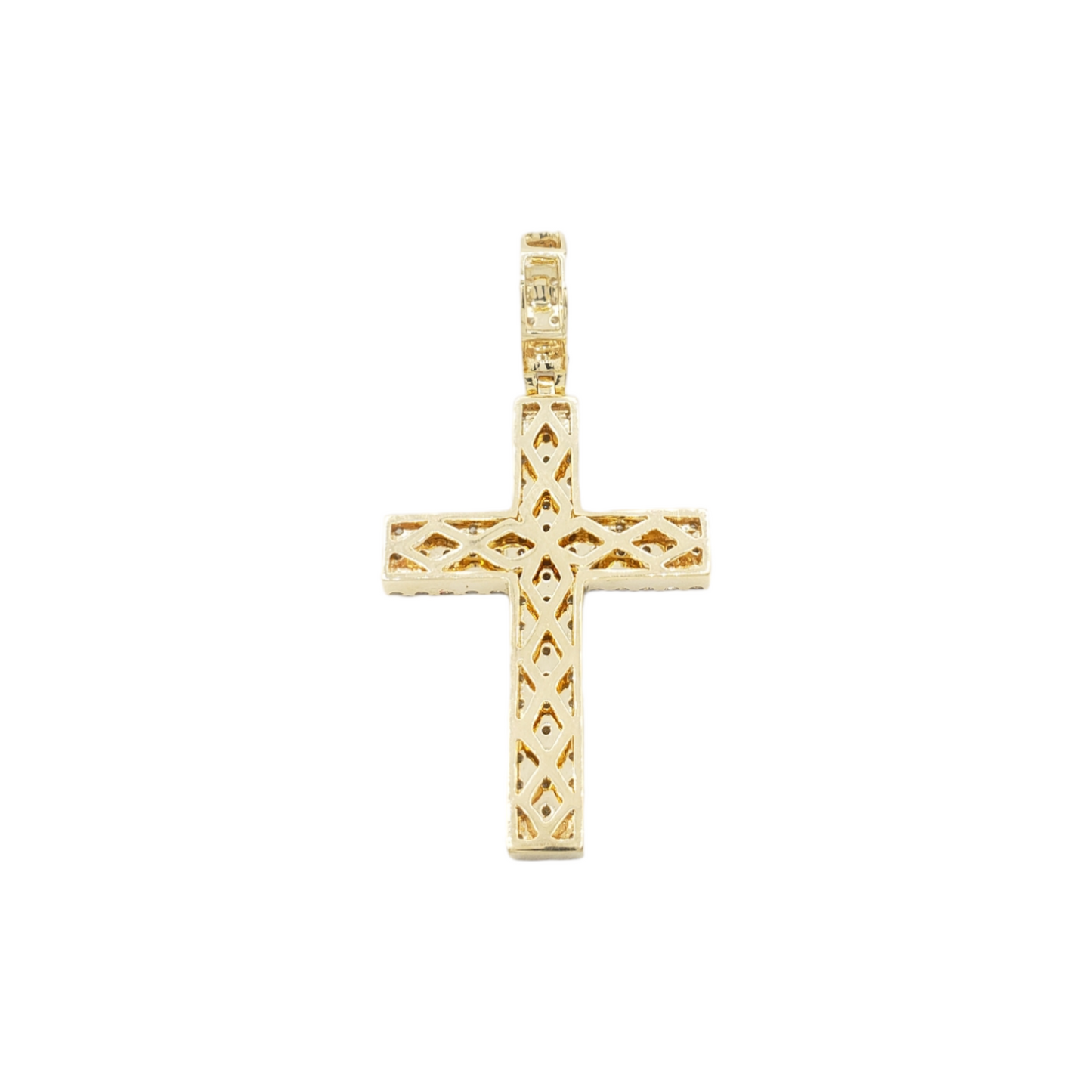 14k Three Row Diamond Cross With 1.69 Carats Of Diamonds #14312
