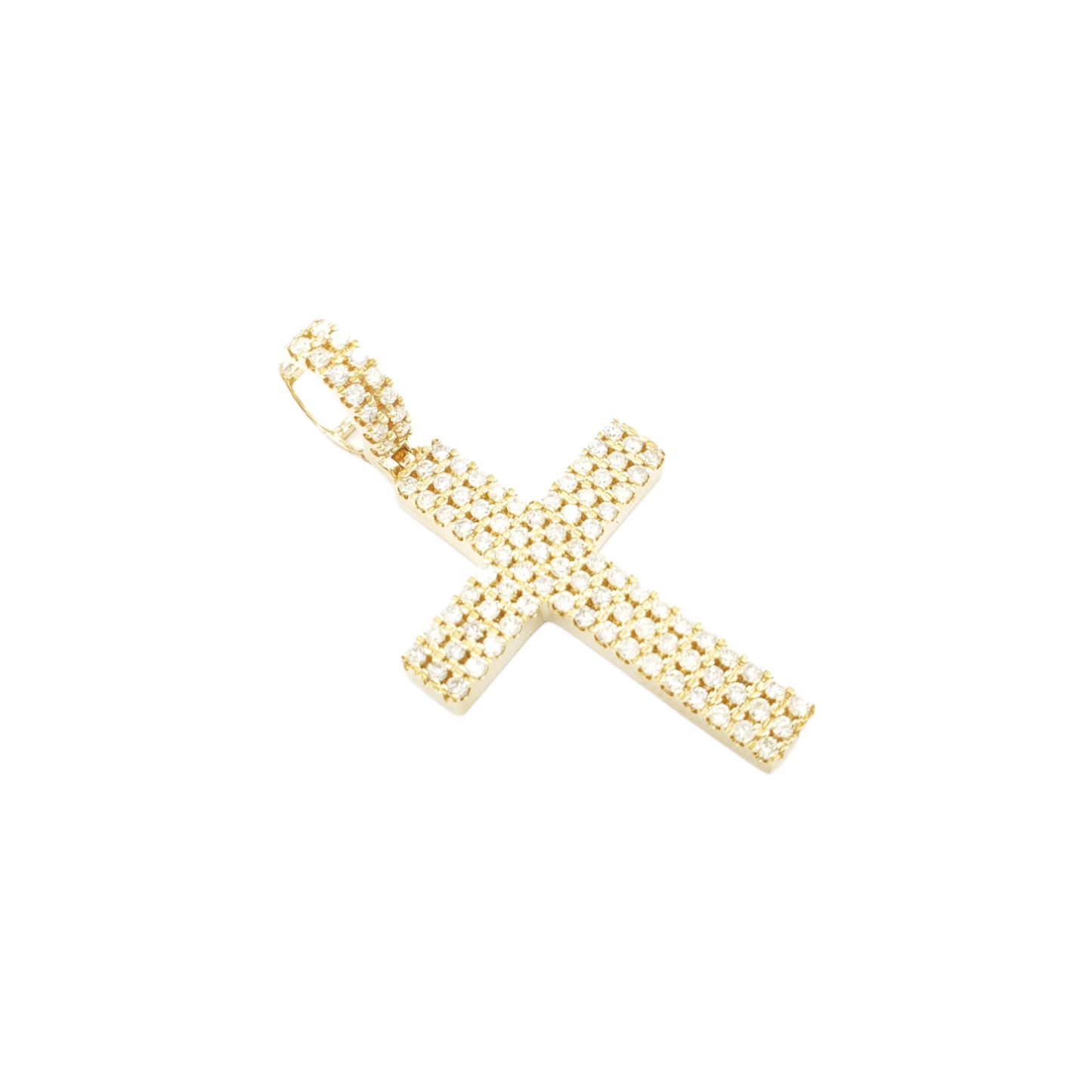 14k Three Row Diamond Cross With 1.69 Carats Of Diamonds #14312