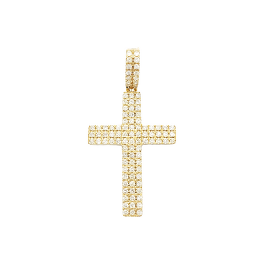 14k Three Row Diamond Cross With 1.69 Carats Of Diamonds #14312