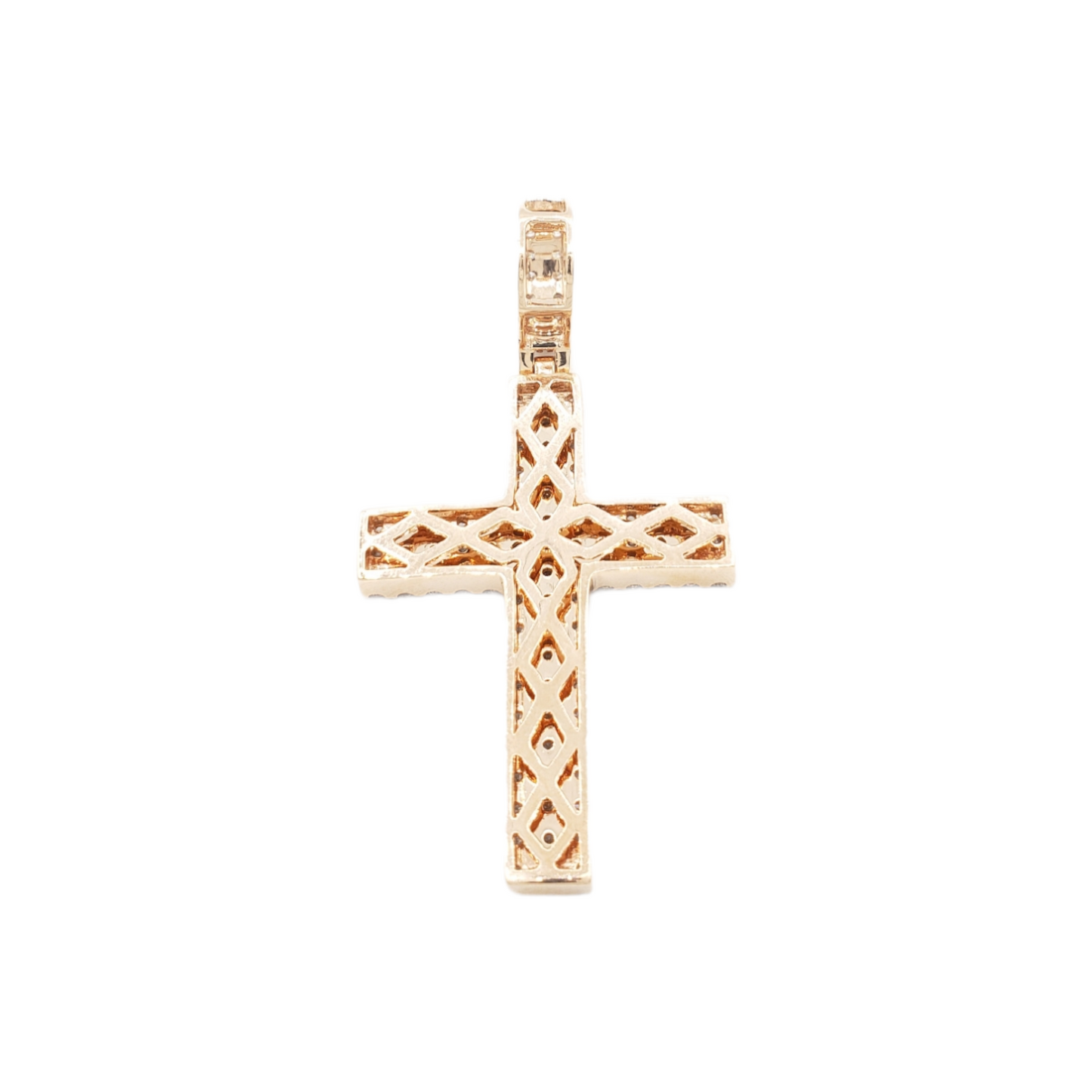 14k Three Row Diamond Cross With 1.69 Carats Of Diamonds #14312
