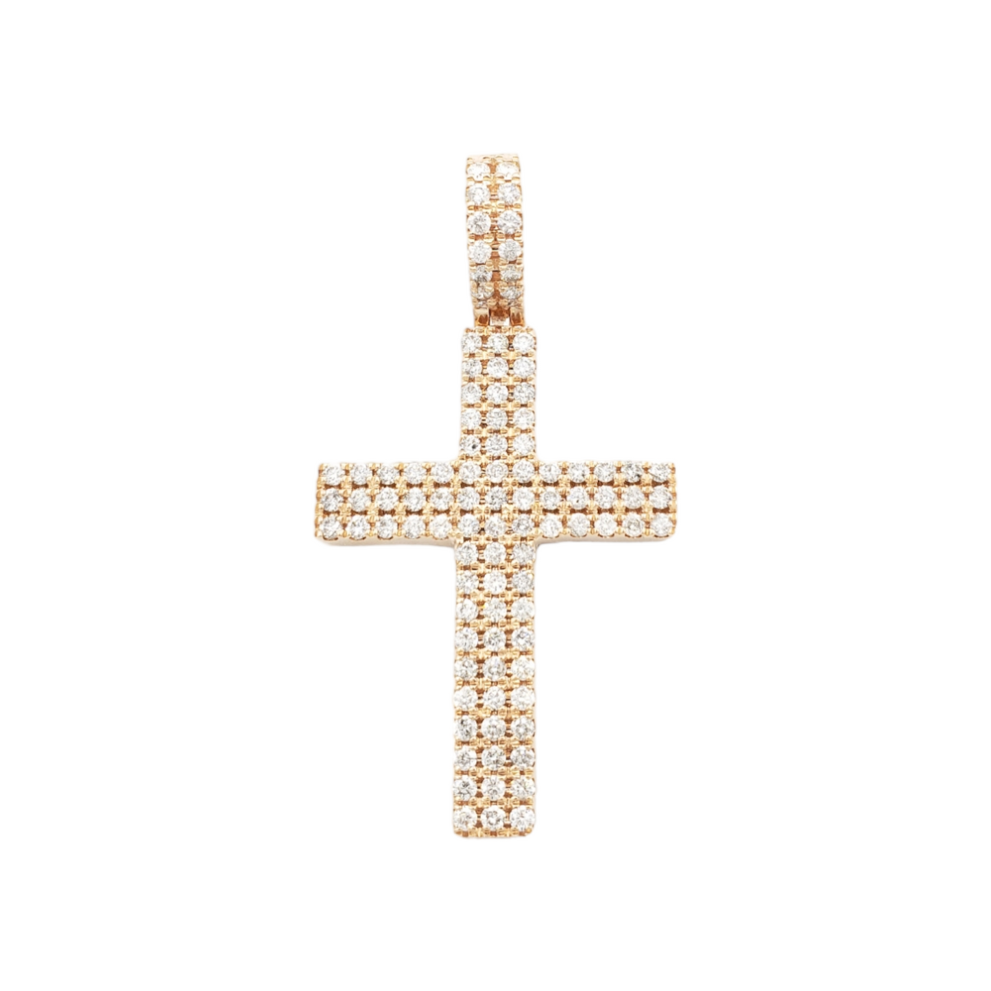 14k Three Row Diamond Cross With 1.69 Carats Of Diamonds #14312