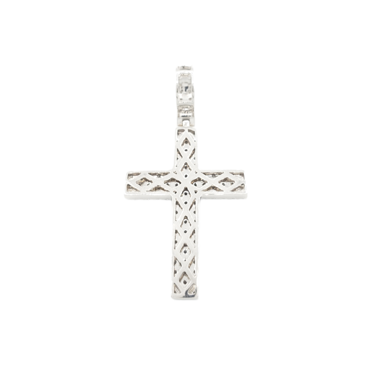 14k Three Row Diamond Cross With 1.69 Carats Of Diamonds #14312