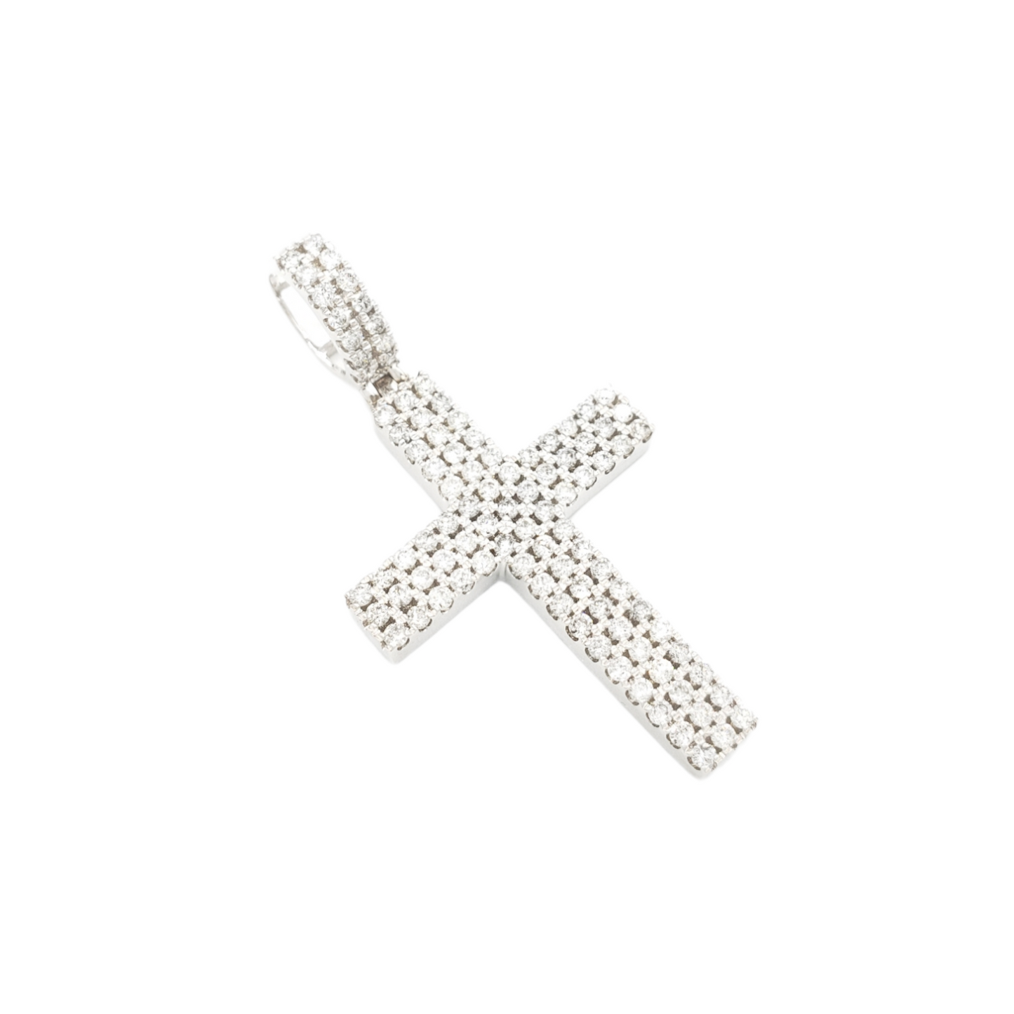 14k Three Row Diamond Cross With 1.69 Carats Of Diamonds #14312