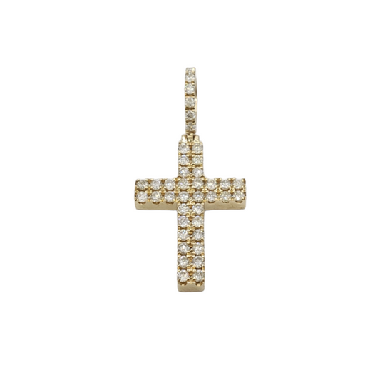 2.0 14k Two Row Diamond Cross With 1.10 Carats Of Diamonds #15922