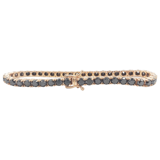 14k Rose Gold Black Diamond Tennis Bracelet #25897