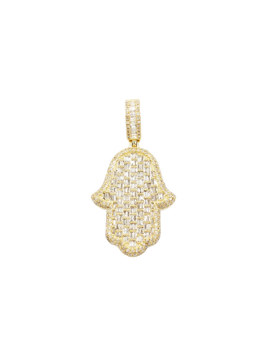 14k Baguette Diamond Hamsa With 2.63 Carats Of Diamonds #24414