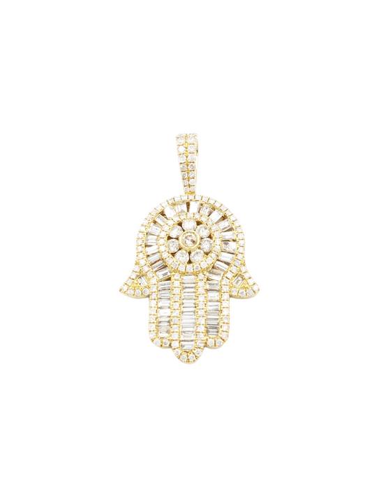 14k Baguette Diamond Hamsa With 3.05 Carats Of Diamonds #22711