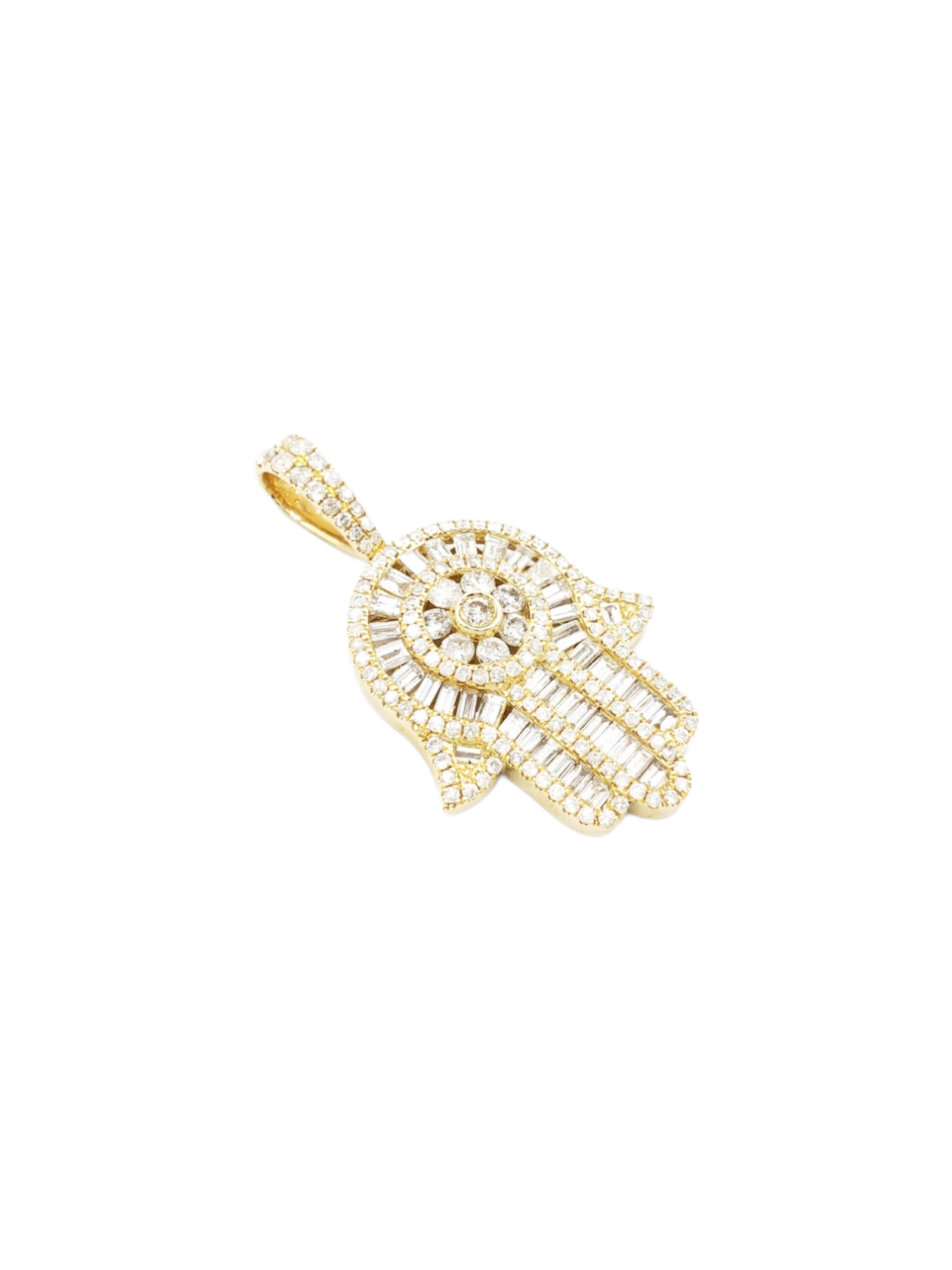14k Baguette Diamond Hamsa With 3.05 Carats Of Diamonds #22711
