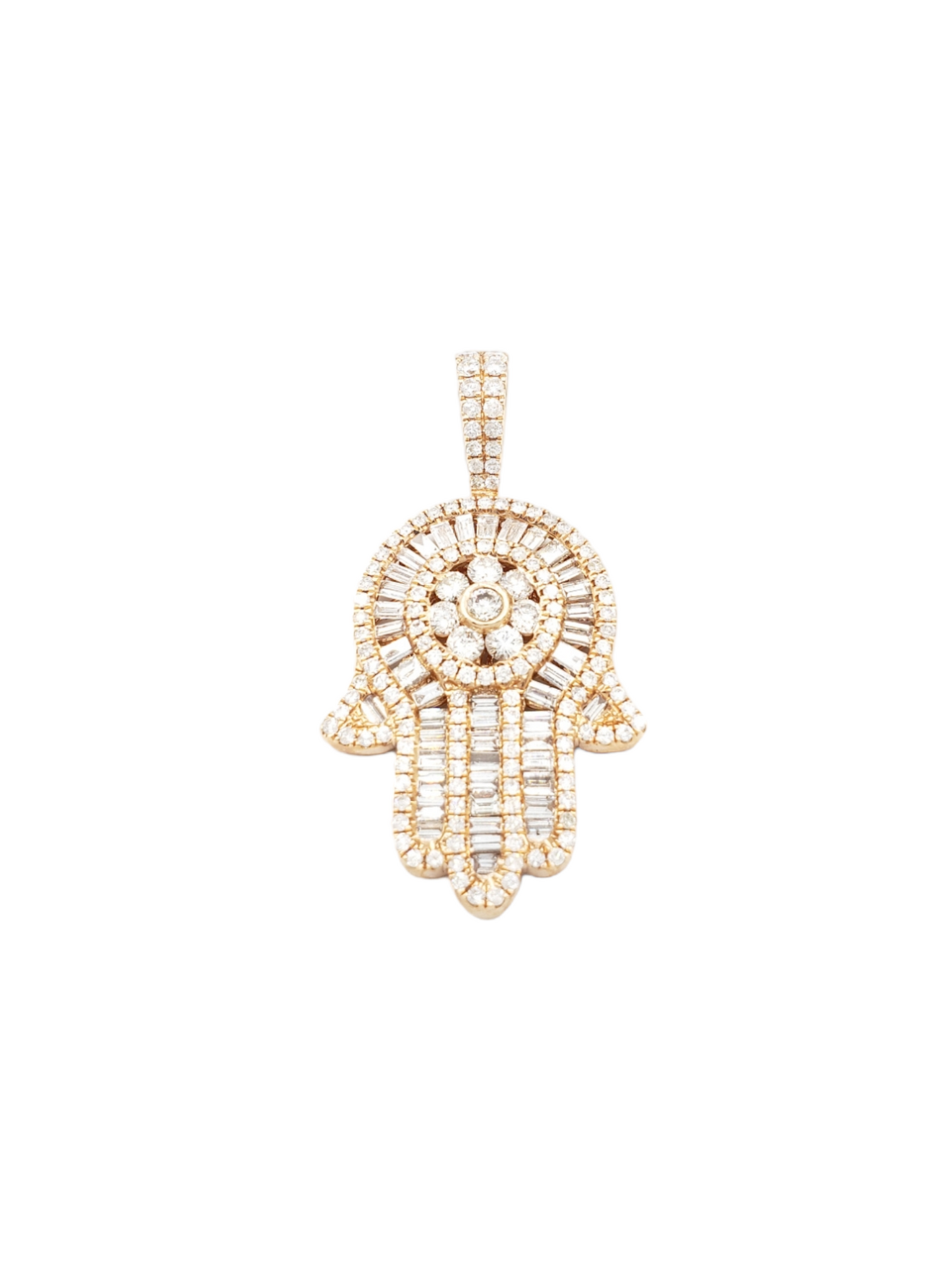 14k Baguette Diamond Hamsa With 3.05 Carats Of Diamonds #22711