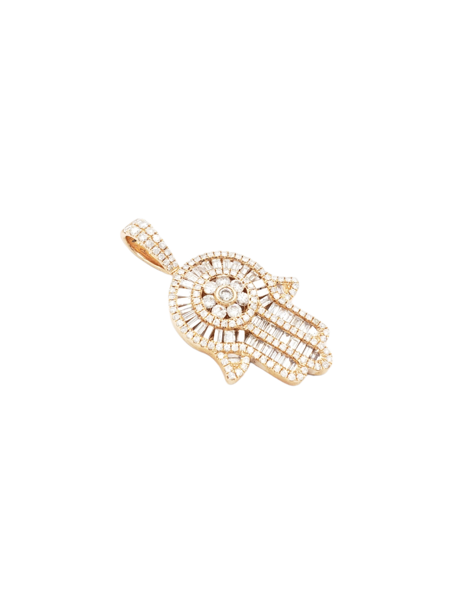 14k Baguette Diamond Hamsa With 3.05 Carats Of Diamonds #22711