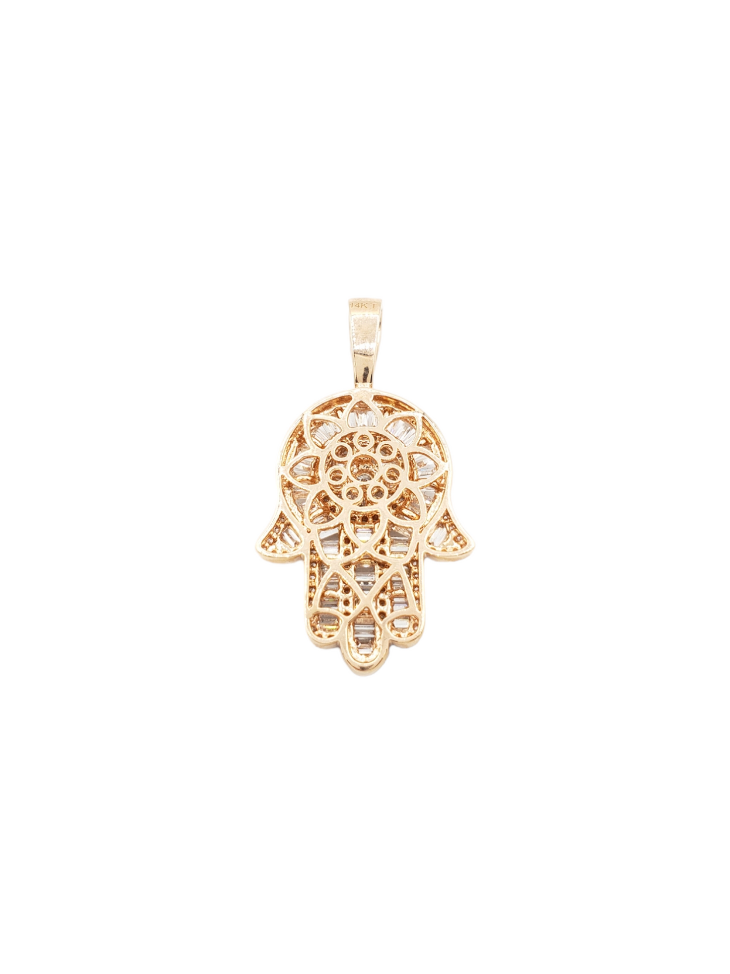 14k Baguette Diamond Hamsa With 3.05 Carats Of Diamonds #22711