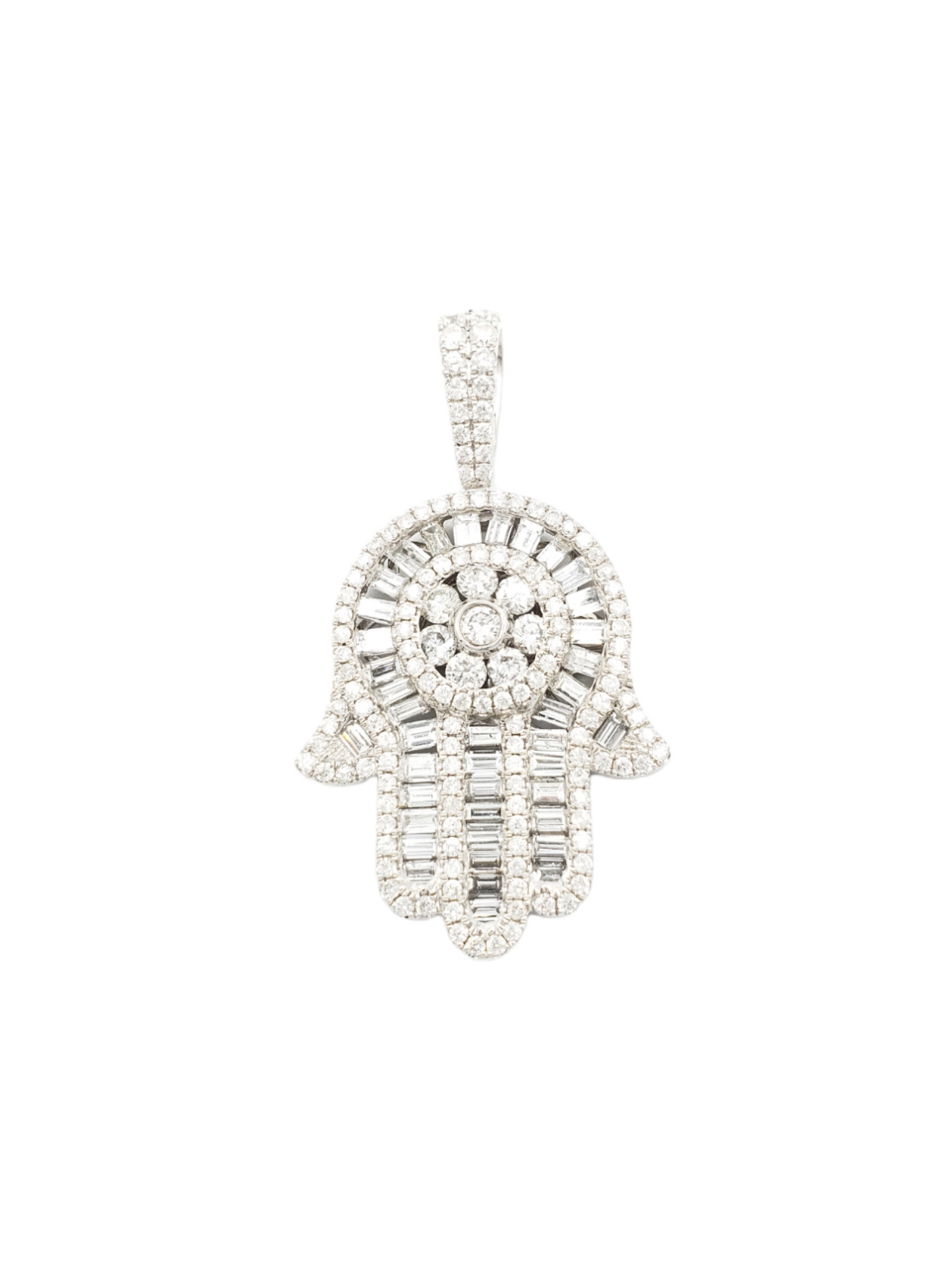 14k Baguette Diamond Hamsa With 3.05 Carats Of Diamonds #22711