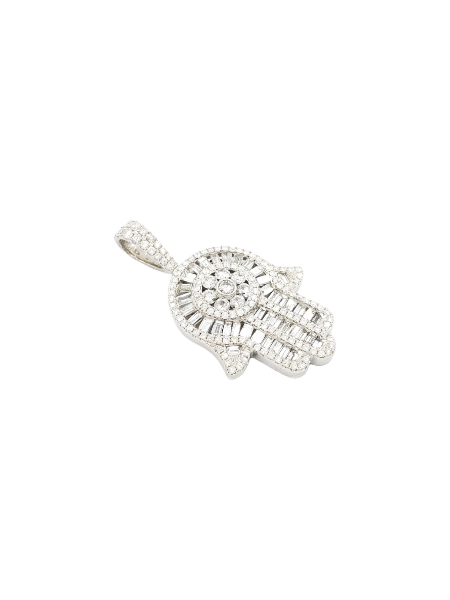 14k Baguette Diamond Hamsa With 3.05 Carats Of Diamonds #22711