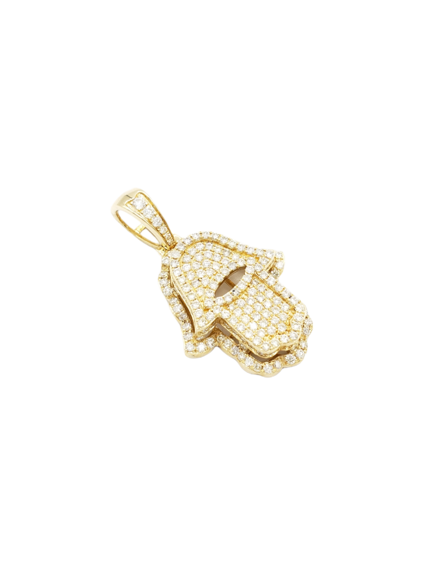 14k Eye Hole Diamond Hamsa With 2.48 Carats Of Diamonds #13882