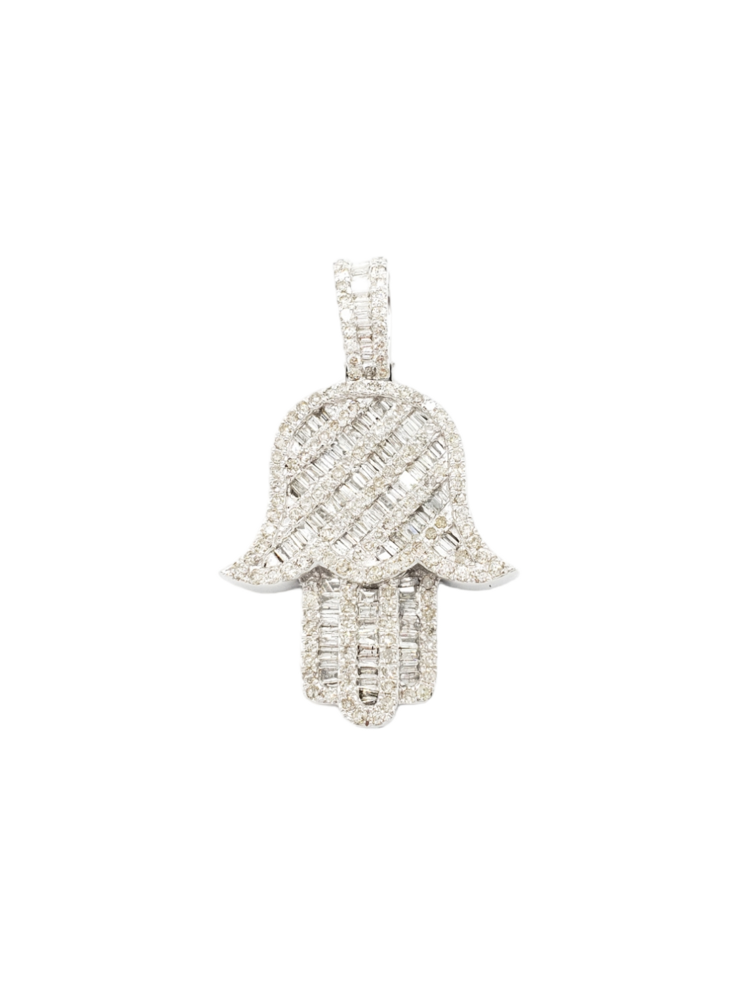 14k Baguette Diamond Hamsa With 2.44 Carats Of Diamonds #24218