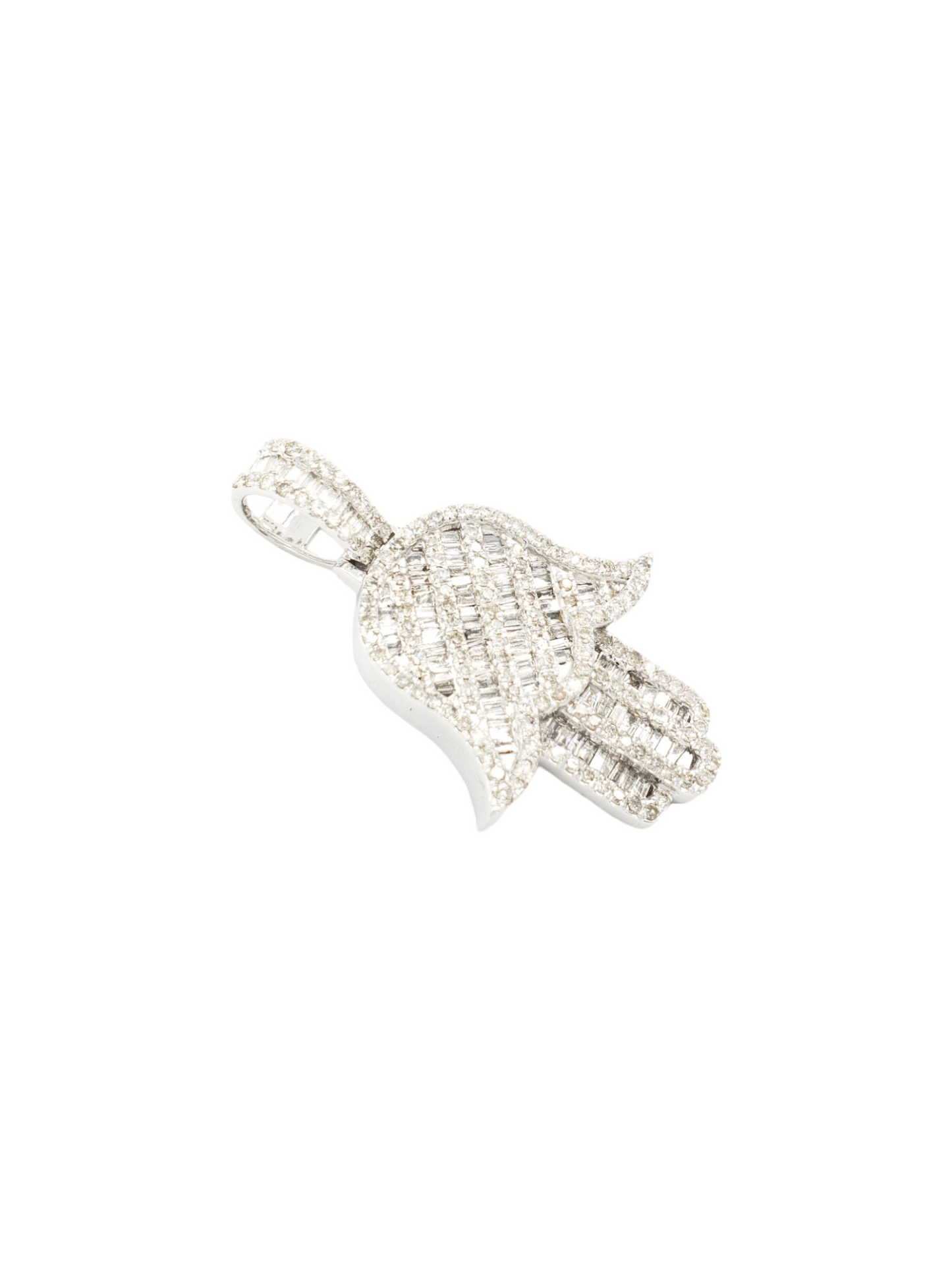 14k Baguette Diamond Hamsa With 2.44 Carats Of Diamonds #24218