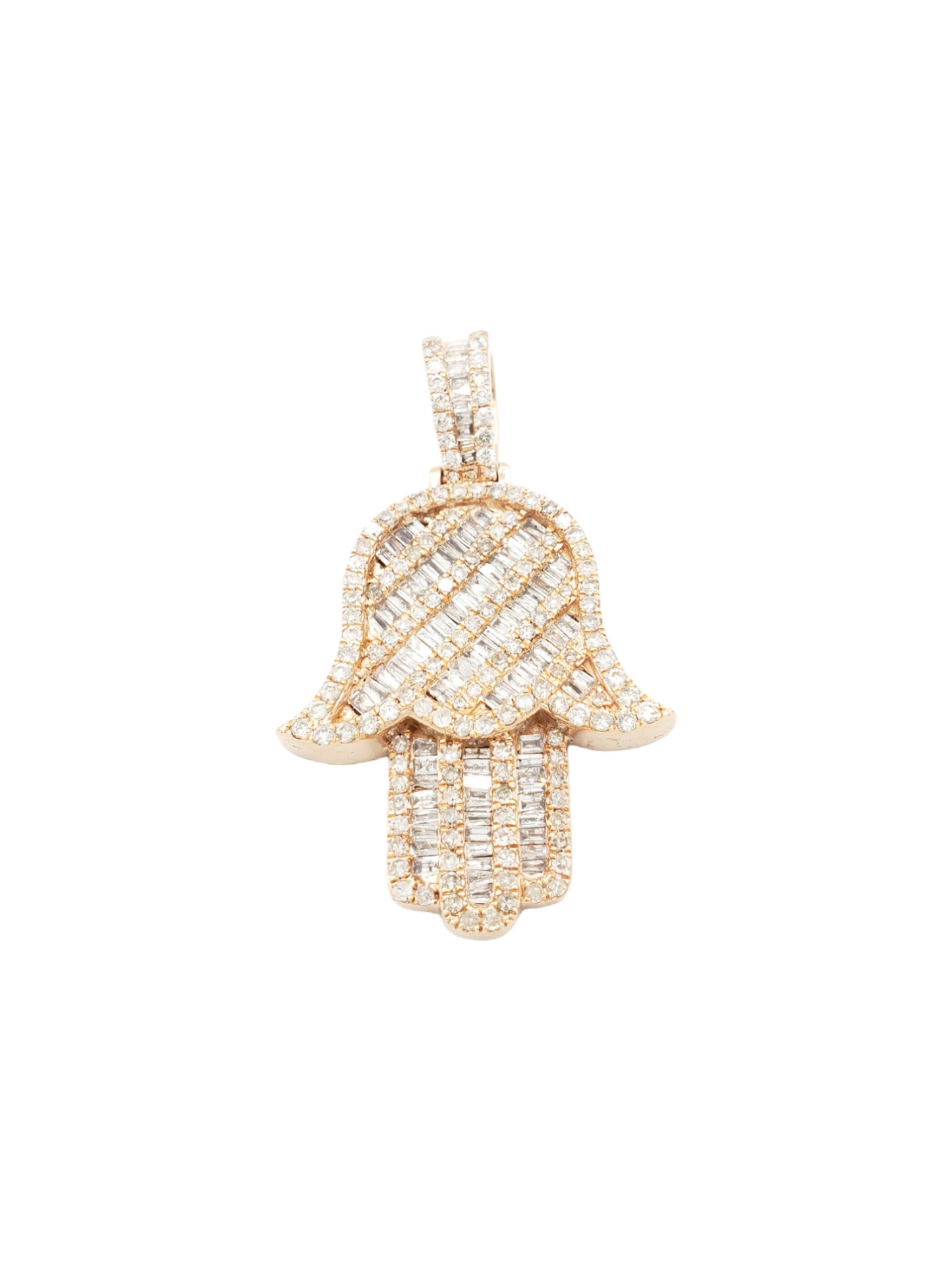 14k Baguette Diamond Hamsa With 2.44 Carats Of Diamonds #24218