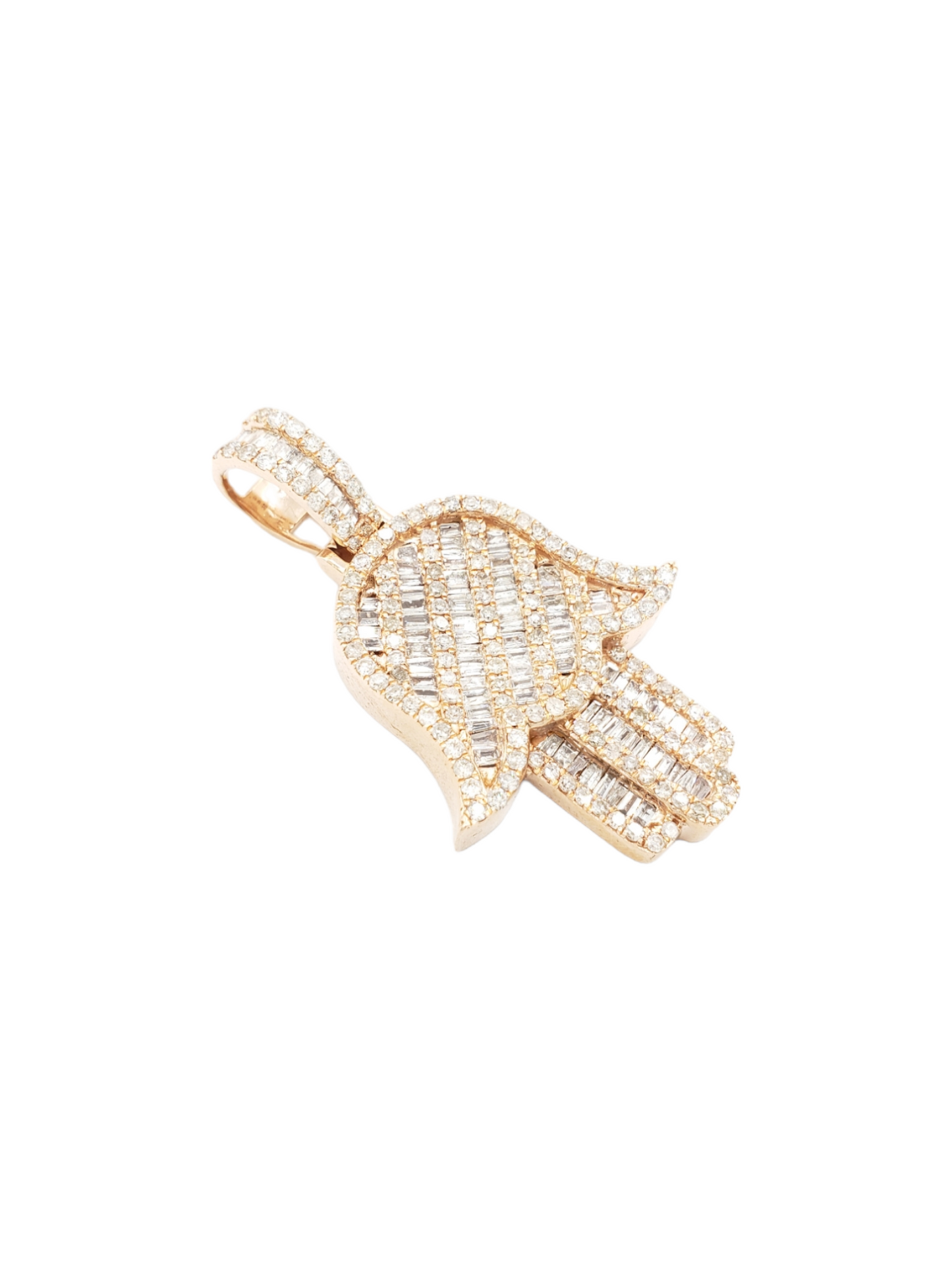14k Baguette Diamond Hamsa With 2.44 Carats Of Diamonds #24218