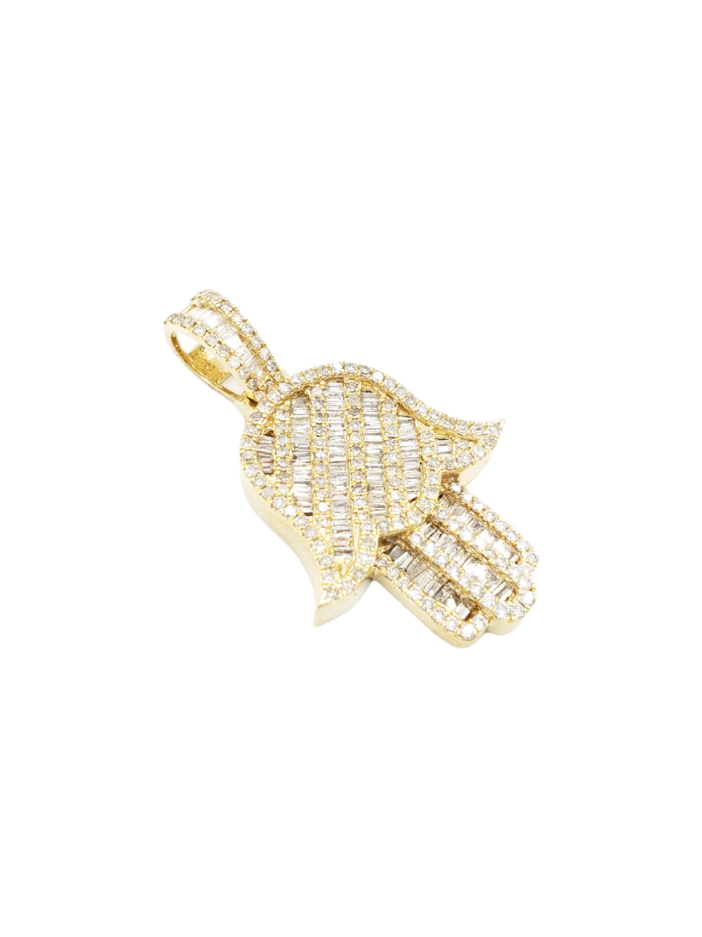14k Baguette Diamond Hamsa With 2.44 Carats Of Diamonds #24218