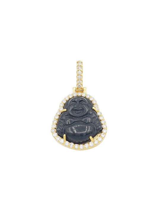 14k Diamond Buddha With Black Jade #19605