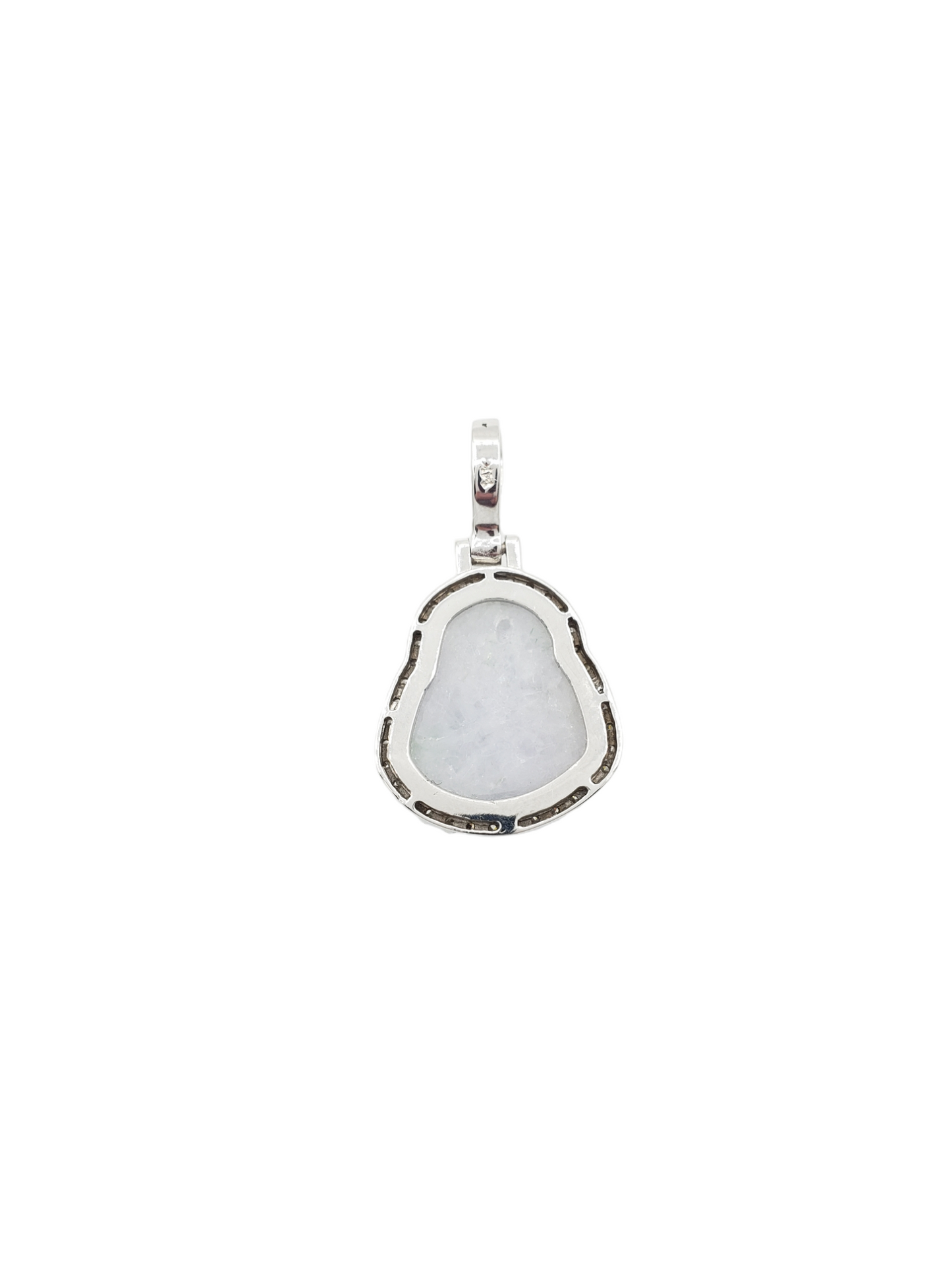 14k White Gold Diamond Buddha With White Jade #23727