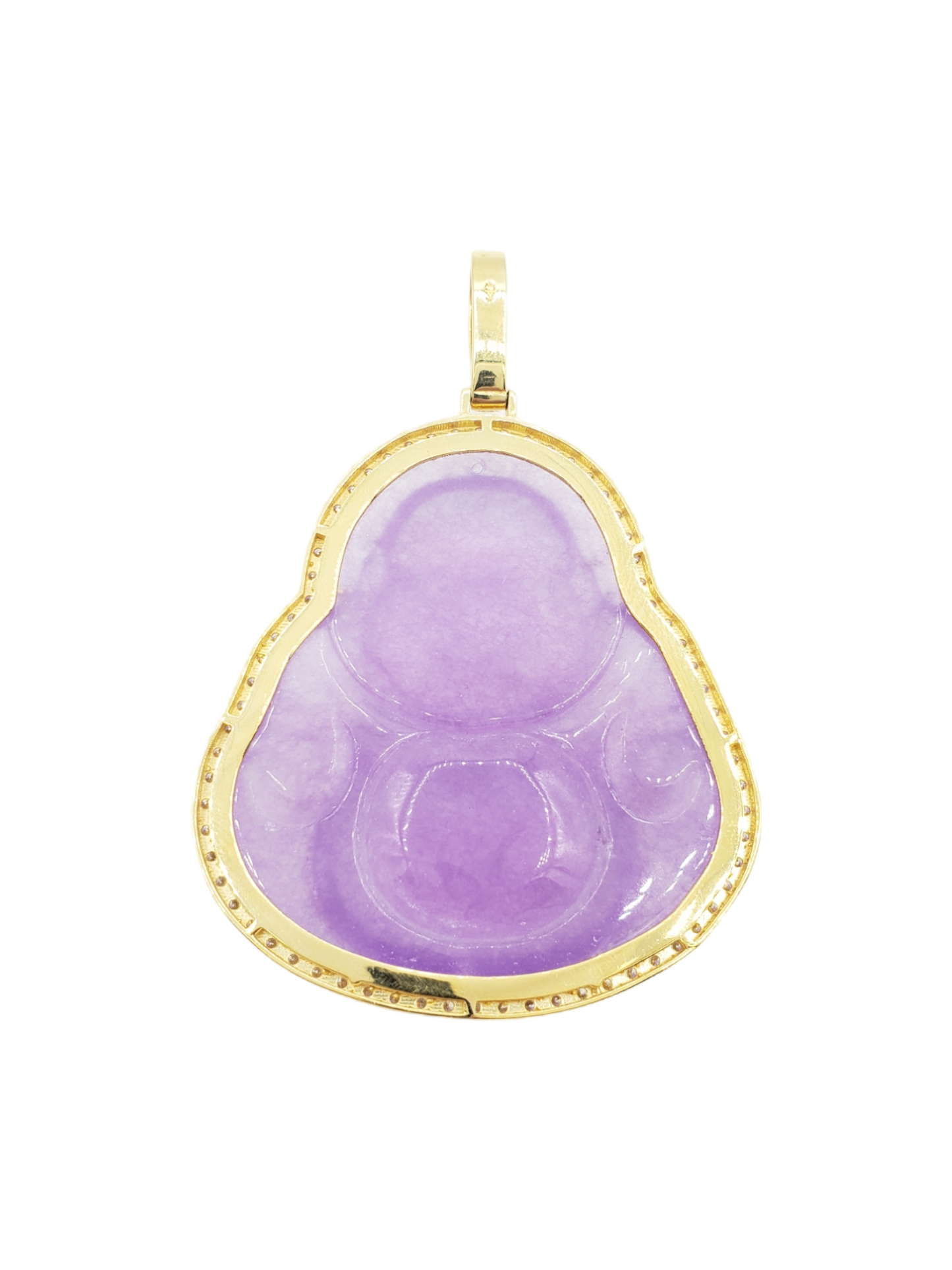 14k Yellow Gold Diamond Buddha With Purple Jade #21060