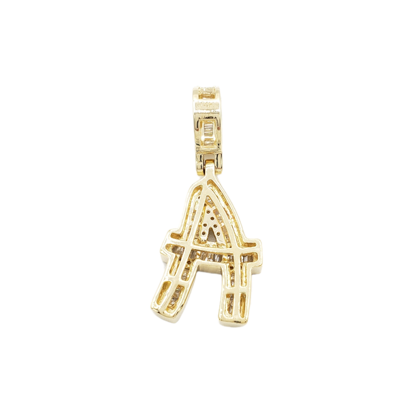 14k Gold Baguette Diamond Letter Pendants
