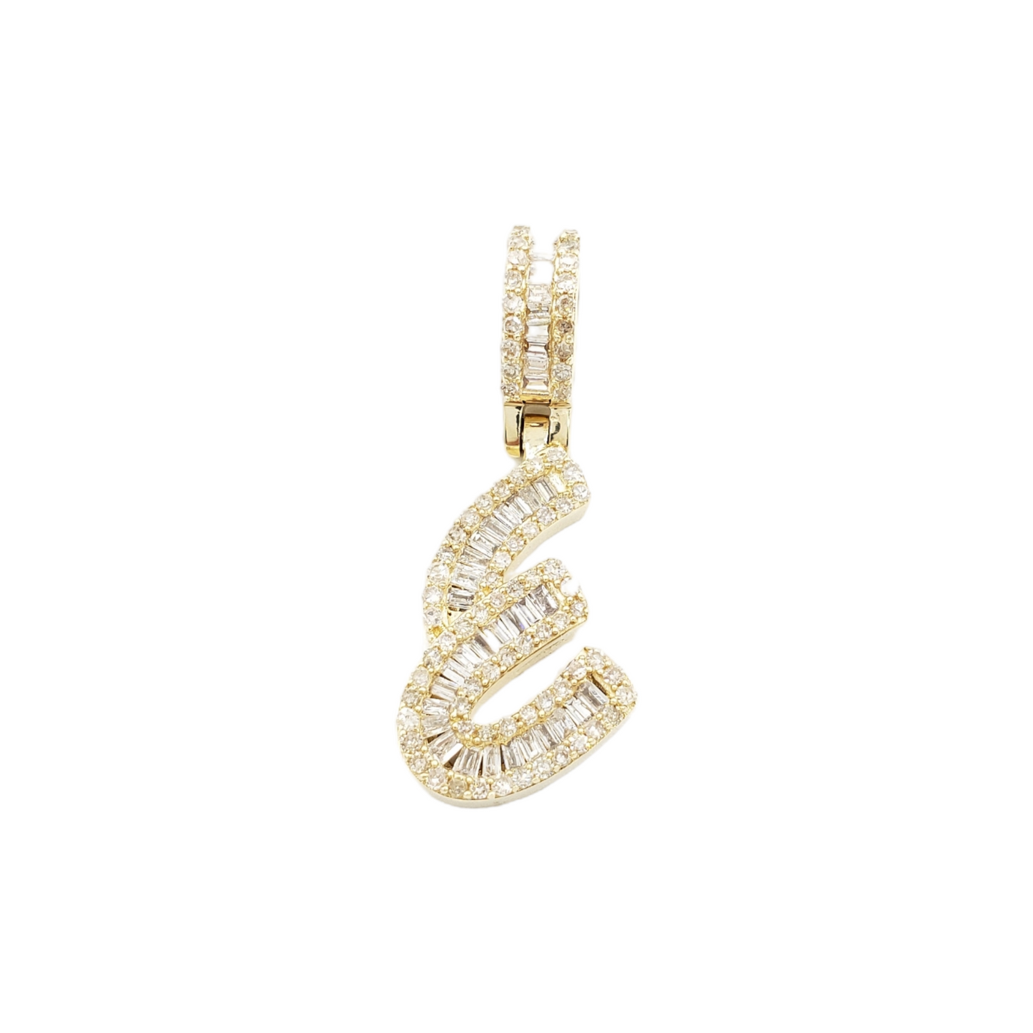 14k Gold Baguette Diamond Letter Pendants