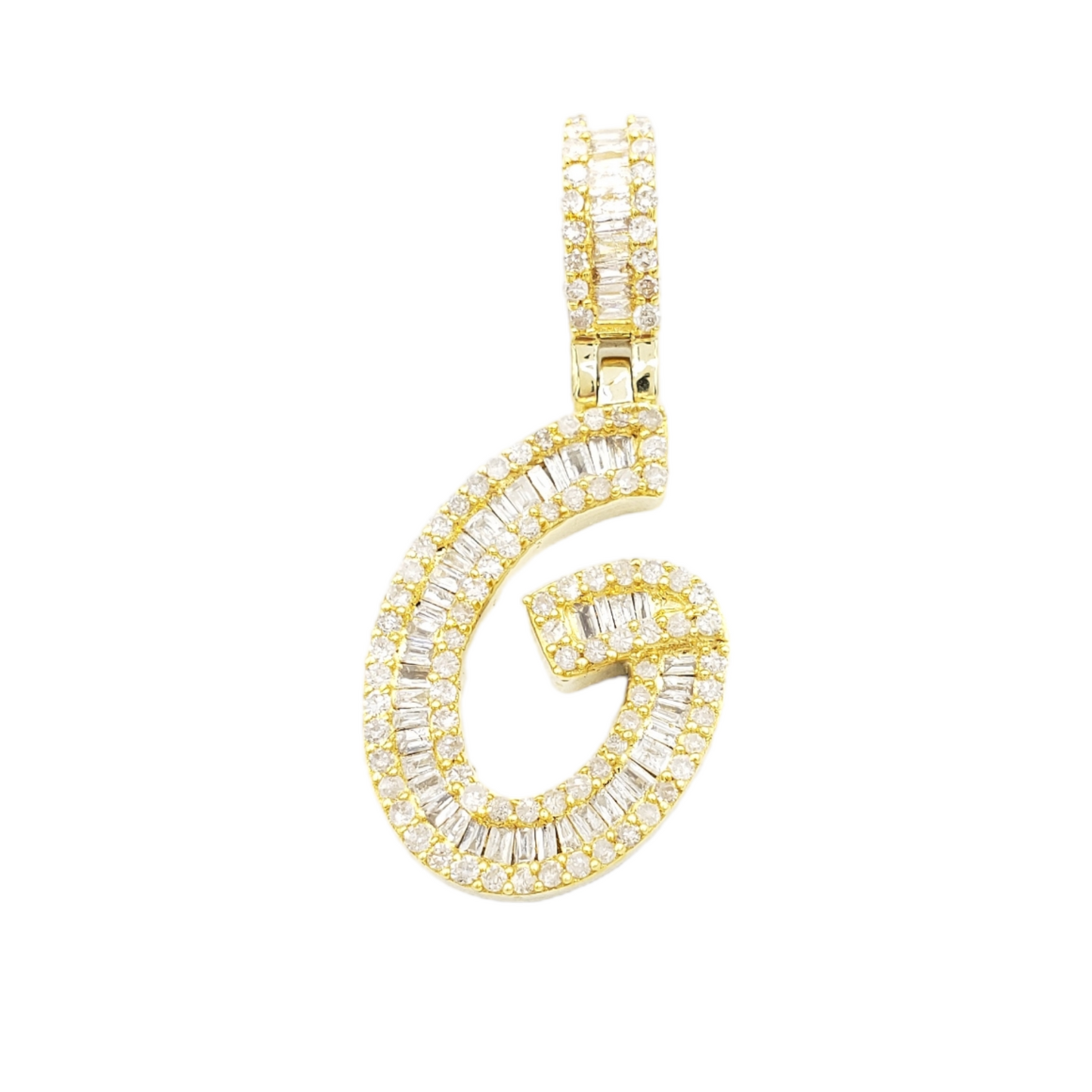 14k Gold Baguette Diamond Letter Pendants