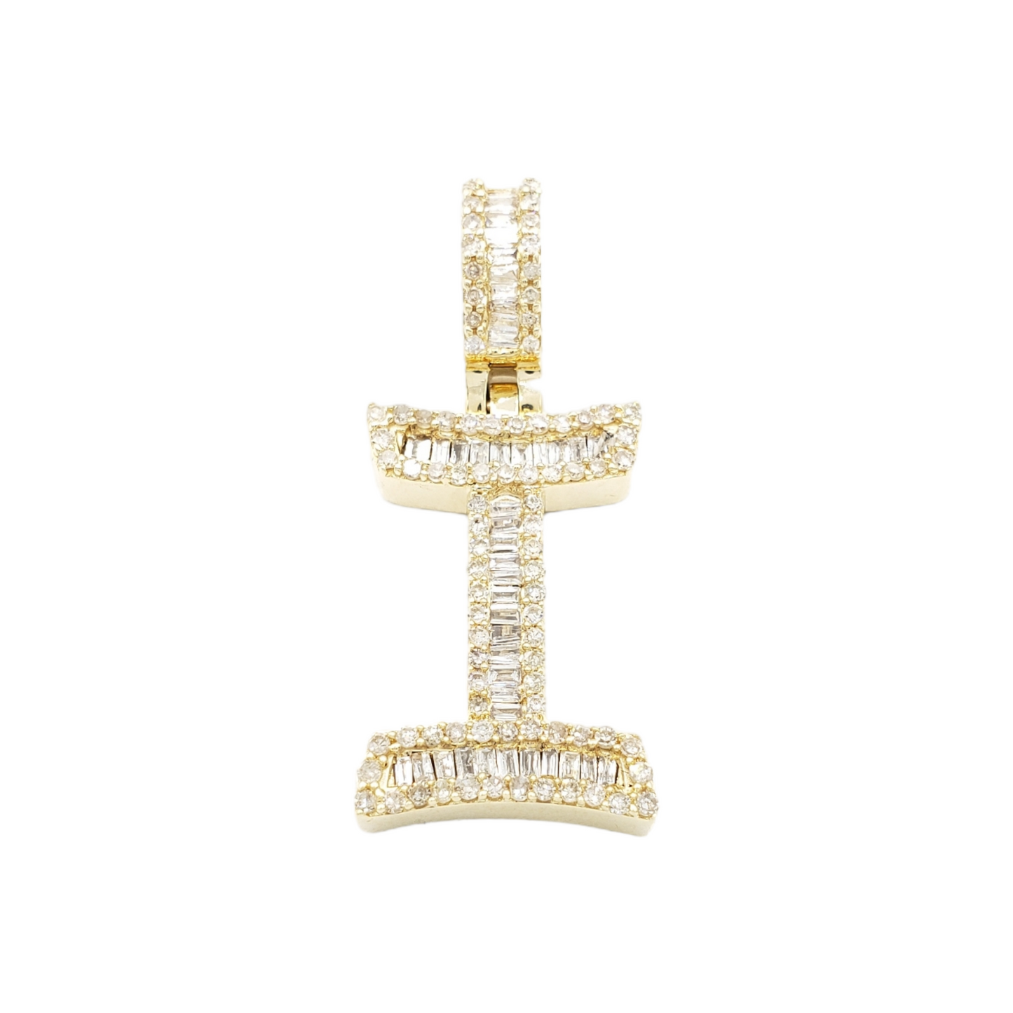 14k Gold Baguette Diamond Letter Pendants