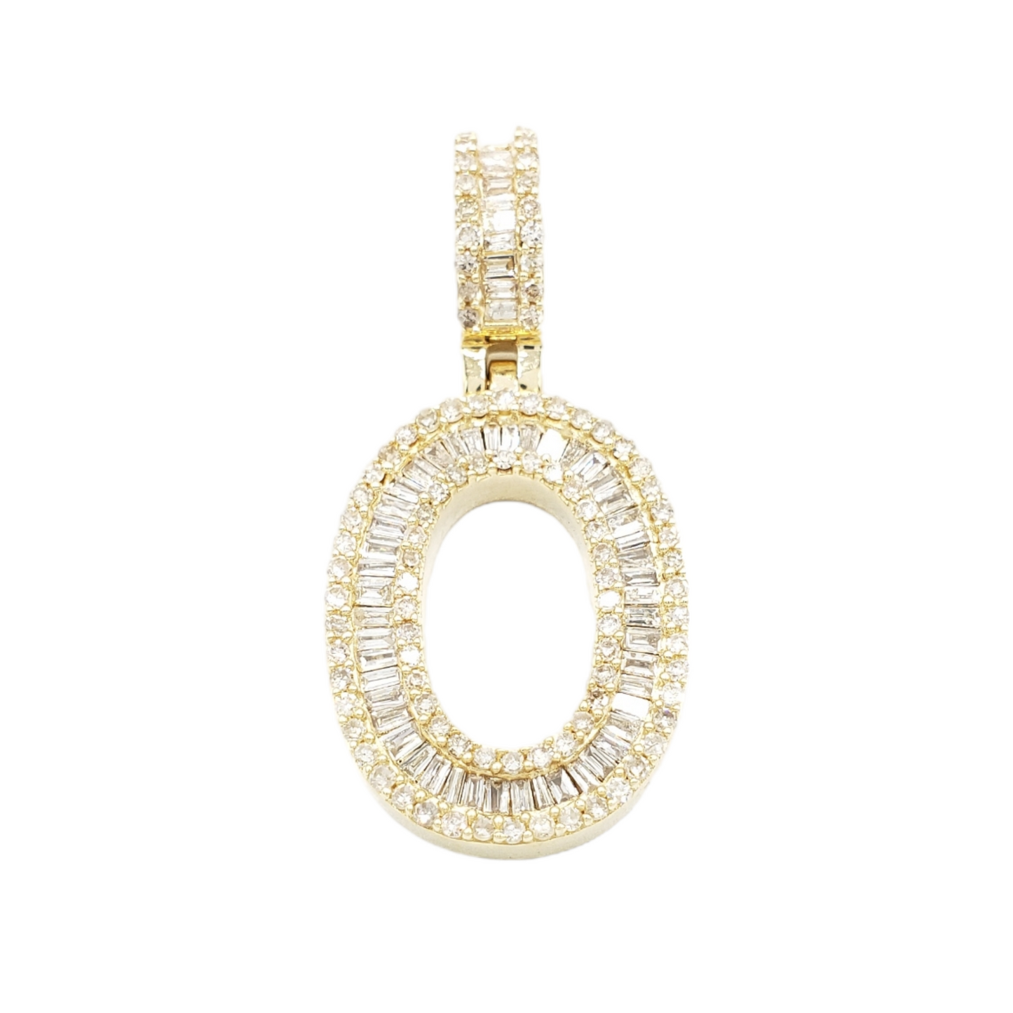 14k Gold Baguette Diamond Letter Pendants
