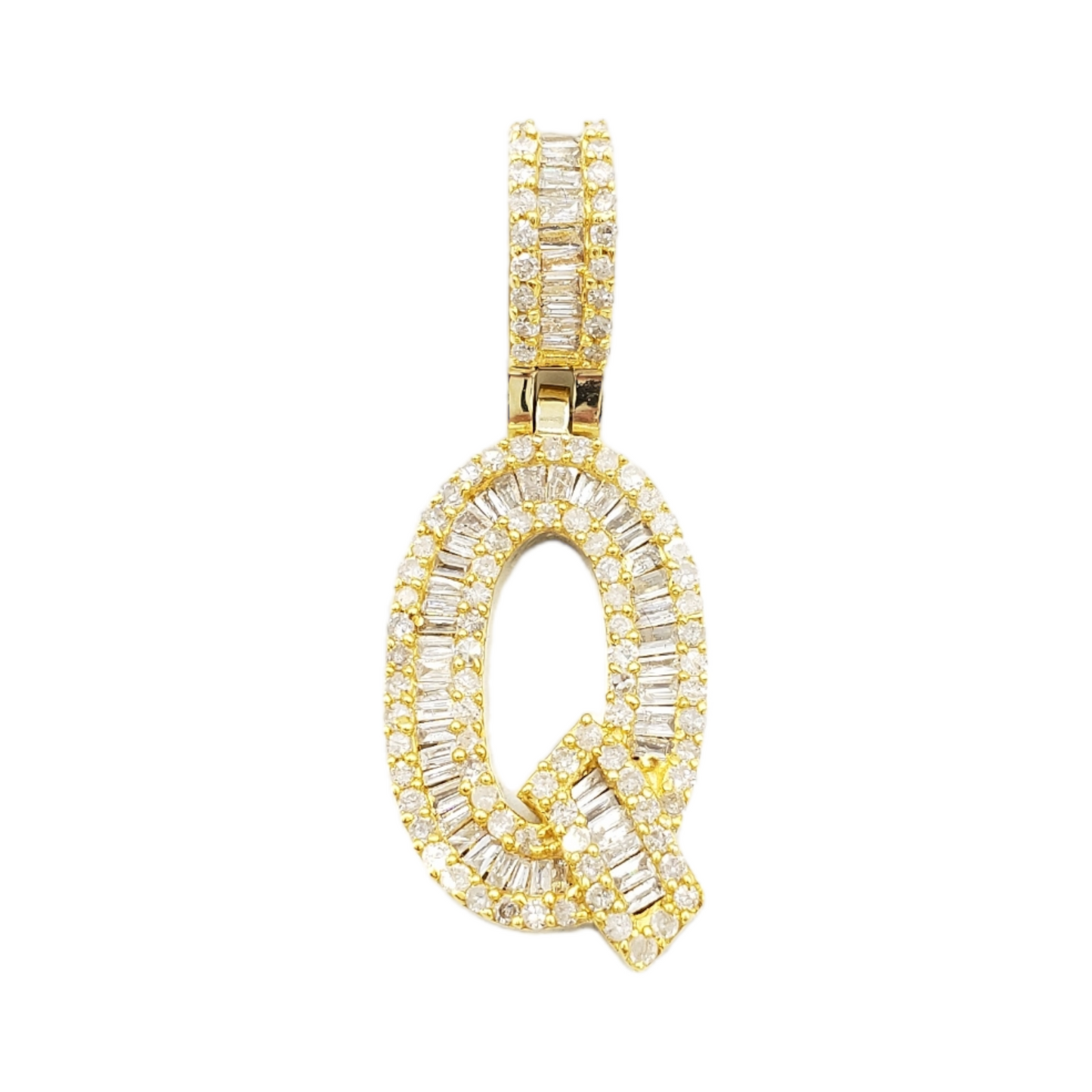 14k Gold Baguette Diamond Letter Pendants