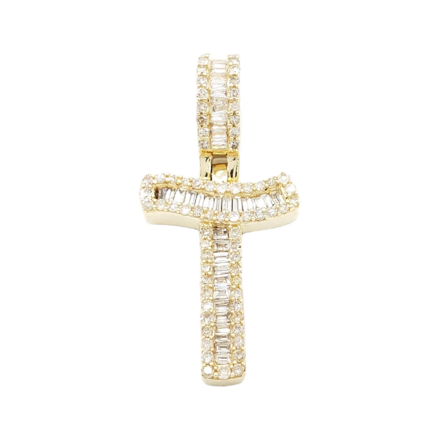 14k Gold Baguette Diamond Letter Pendants