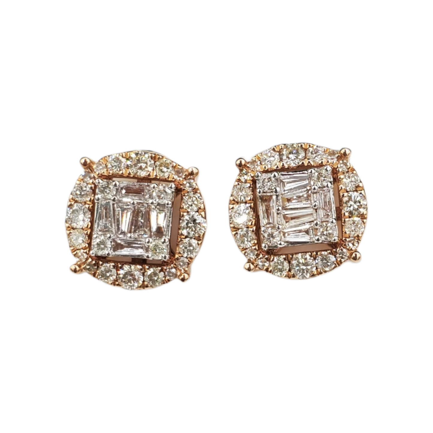 14k Gold Baguette Diamond Earrings #24825