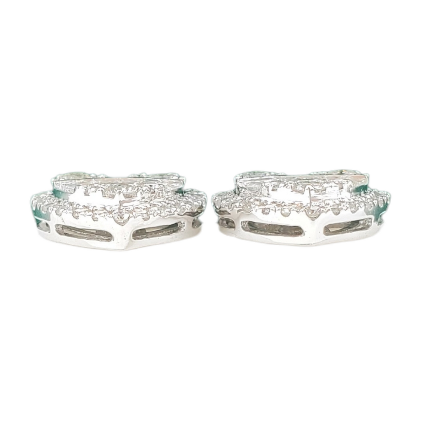 14k Gold Baguette Diamond Heart Earrings #247