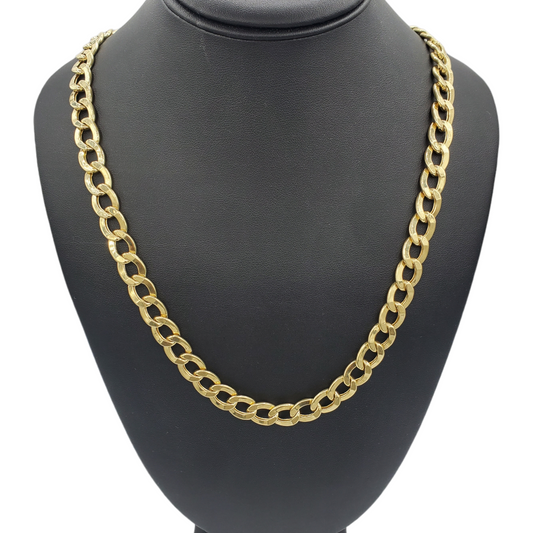 14K Gold- Hollow Cuban Link (Curb Cuban) Chain