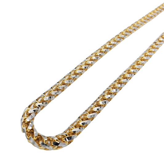 14K Gold- Solid Franco Diamond Cut (Pave) Chain