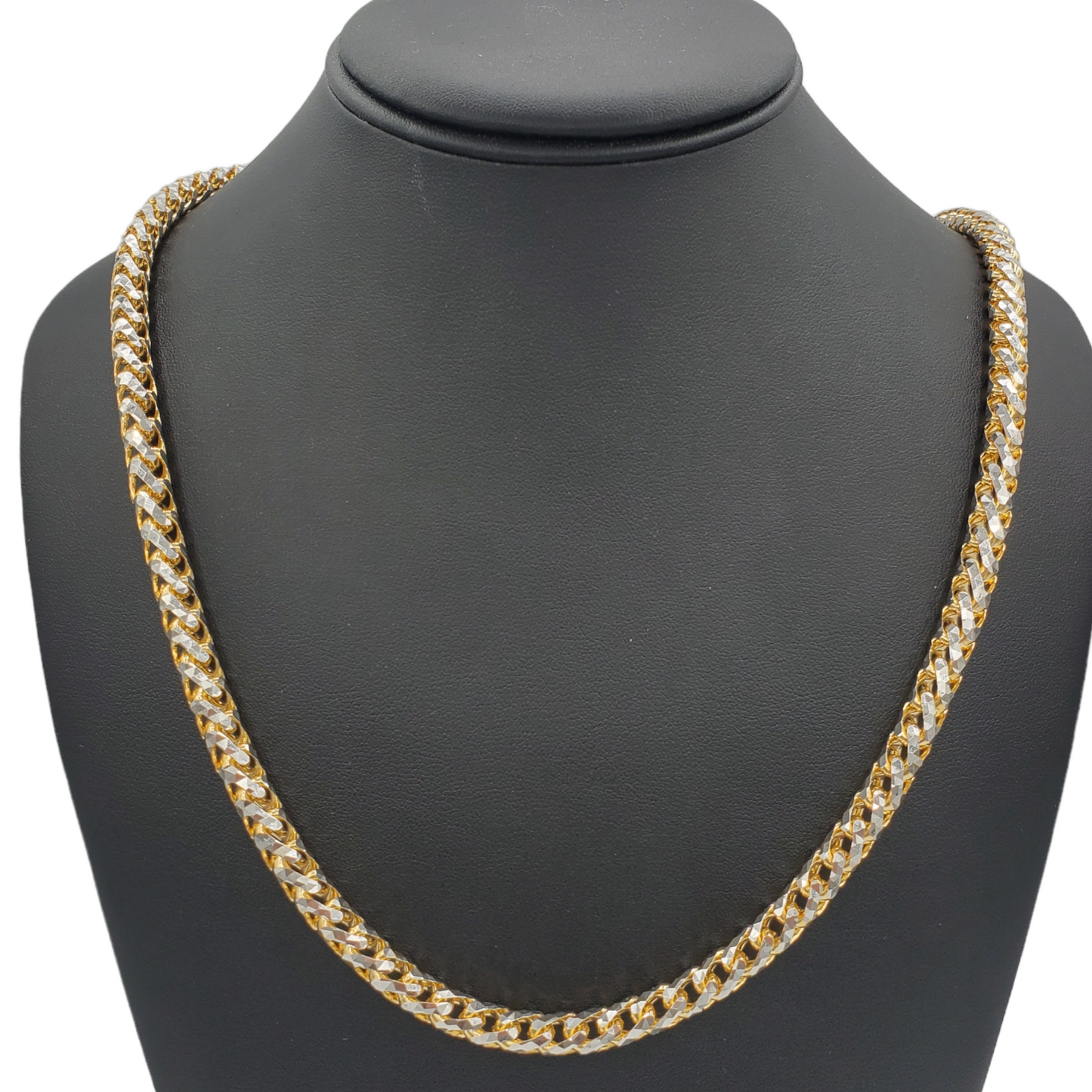14K Gold- Solid Franco Diamond Cut (Pave) Chain