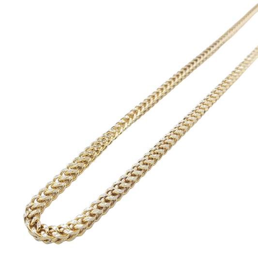 10K Gold- Hollow Franco Diamond Cut (Pave) Chain