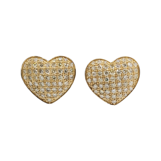 10k Gold Diamond Heart Earrings #14303