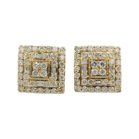 10k Gold Diamond Square Earrings #20606