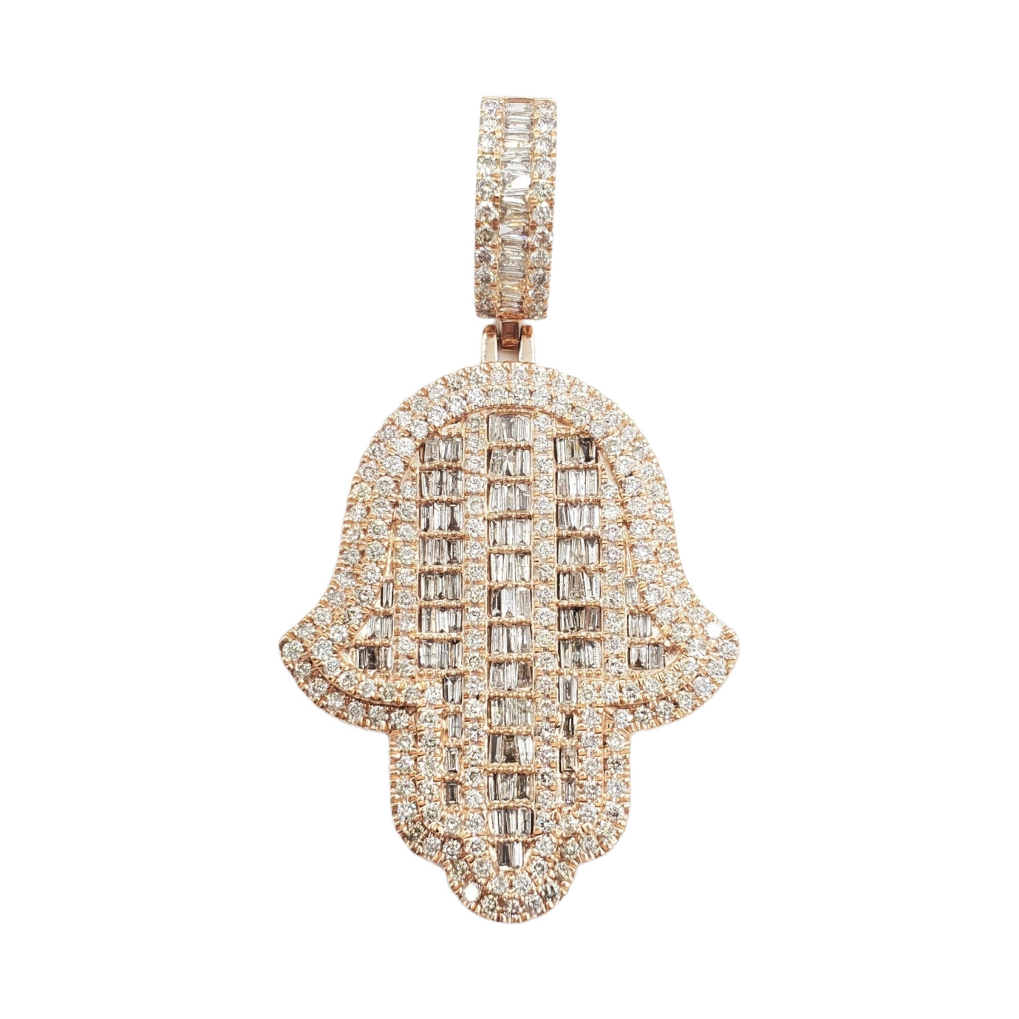 14k Baguette Diamond Hamsa With 4.57 Carats Of Diamonds #23510