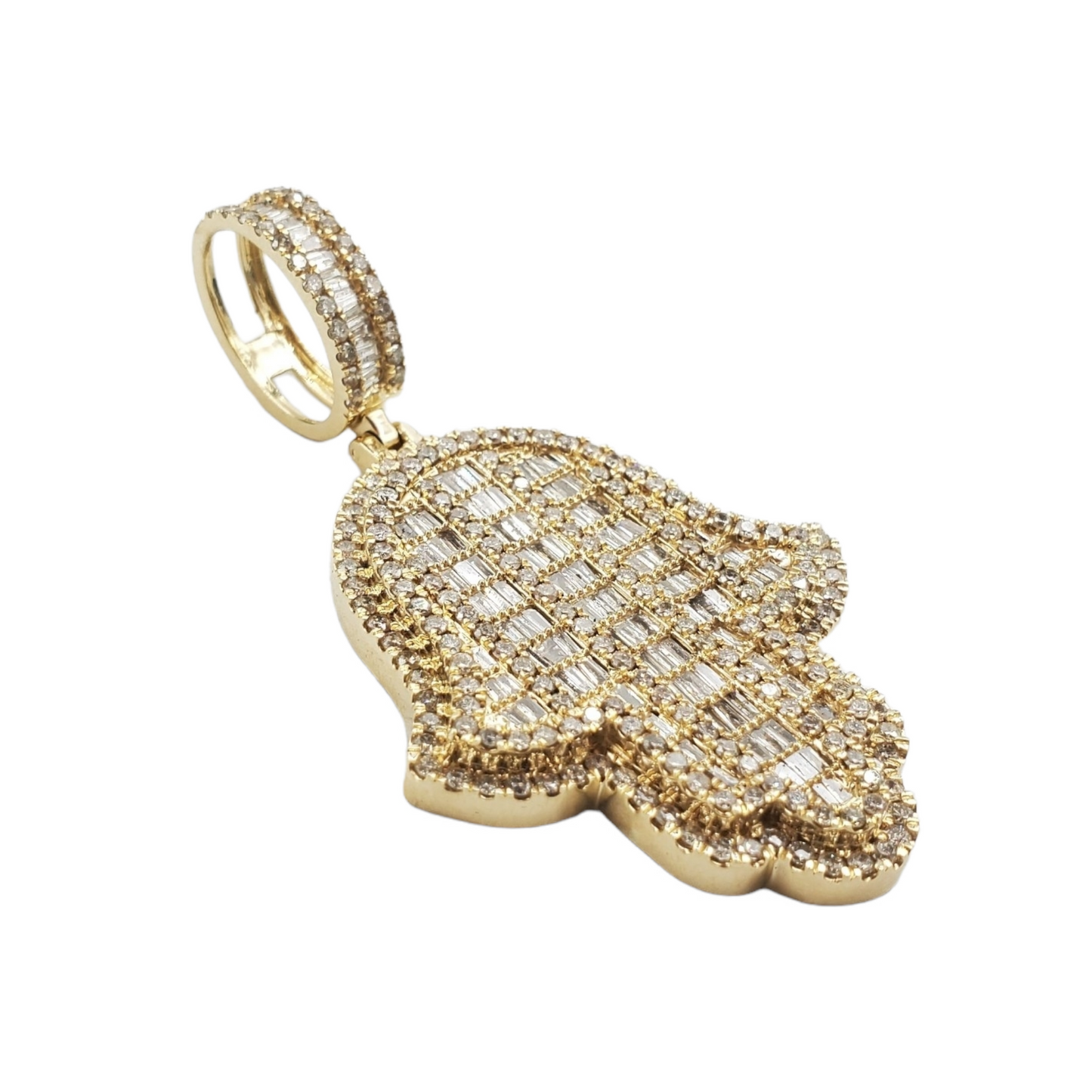 14k Baguette Diamond Hamsa With 4.57 Carats Of Diamonds #23510