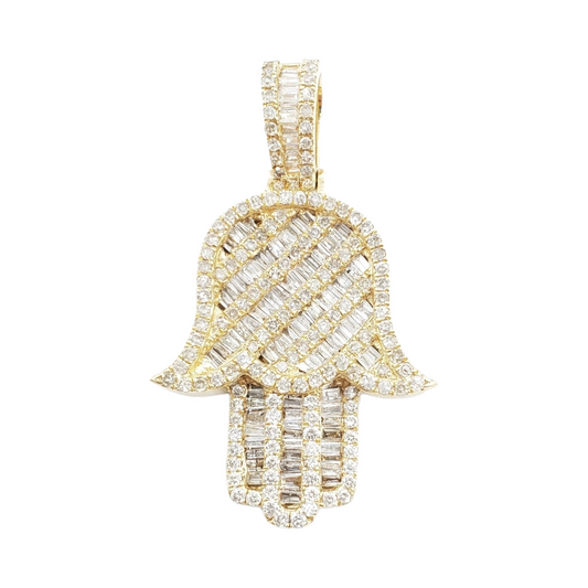 14k Baguette Diamond Hamsa With 2.44 Carats Of Diamonds #25151
