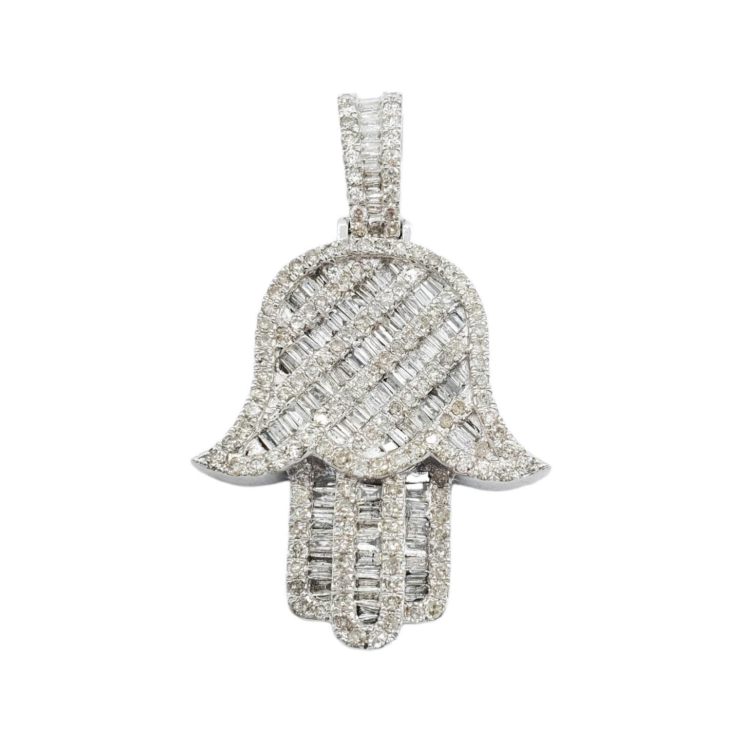 14k Baguette Diamond Hamsa With 2.44 Carats Of Diamonds #25151